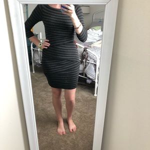 Anthropologie Grey & Brown Striped Dress Size XS